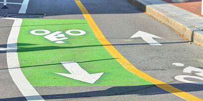 3M pavement markings used in protected bike lanes
