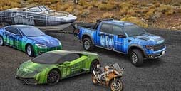 group of colorful vehicles wrapped in 3M graphic film