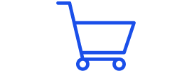 blue shopping cart with wheels
