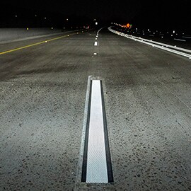 High-performance retroreflective road markings provide reliable lane guidance at night