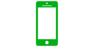 green cell phone with a white screen
