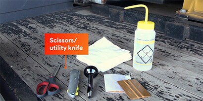 various tools needed to apply 3M reflective tape
