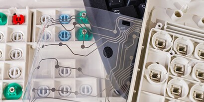 A close-up of a computer keyboard
