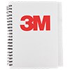 A close-up of white notebook with 3M logo
