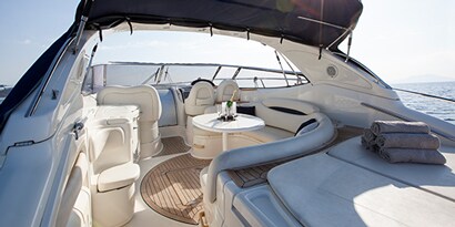 A white and black yacht
