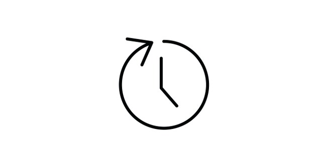 icon of a clock with an arrow going around in clockwise direction
