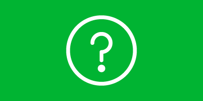 Green background with reversed question mark
