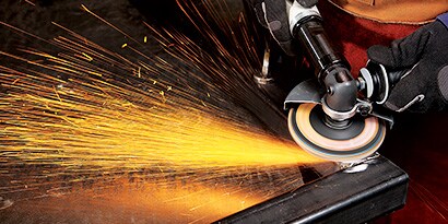 Weld grinder being used on heat sensitive materials 
