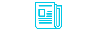 blue line drawing of a newspaper
