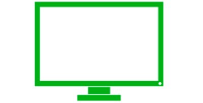 green computer monitor with a white screen
