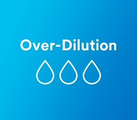blue background with white text and white drops
