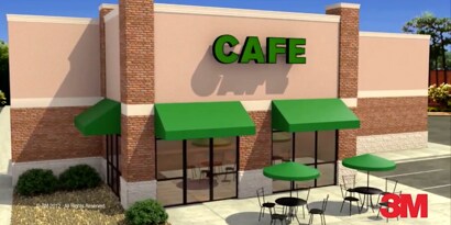 From restaurant signage to office signage, 3M™ VHB™ Tape seals against environmental conditions and prevents bi-metallic corrosion