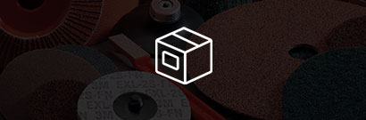 white icon of a box over a transparent black background showing various abrasive products
