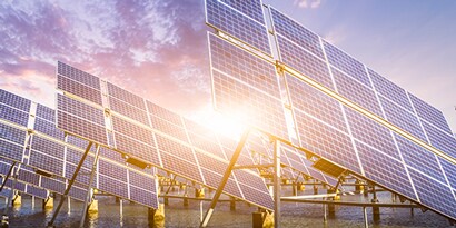 Solar panels on a field
