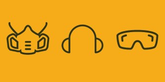 Respiratory Protection, Hearing Protection and Eye Protection Icons
